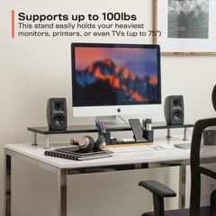 dual monitor riser heavy duty black