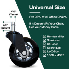 chair wheels universal size black