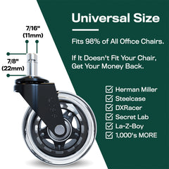 chair wheels universal size clear