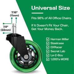 The Original Rollerblade Office Chair Wheels Green