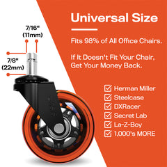 The Original Rollerblade Office Chair Wheels Orange