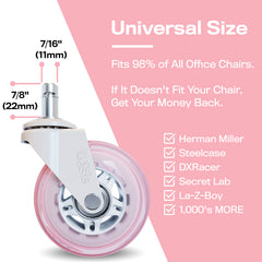 The Original Rollerblade Office Chair Wheels Pink