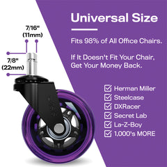 The Original Rollerblade Office Chair Wheels Purple