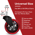 office chair wheels universal size red