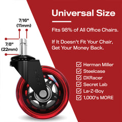 The Original Rollerblade Office Chair Wheels Red
