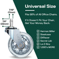 chair casters universal size silver