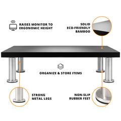 wood monitor stand specs black