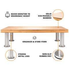 wood monitor stand specs natural